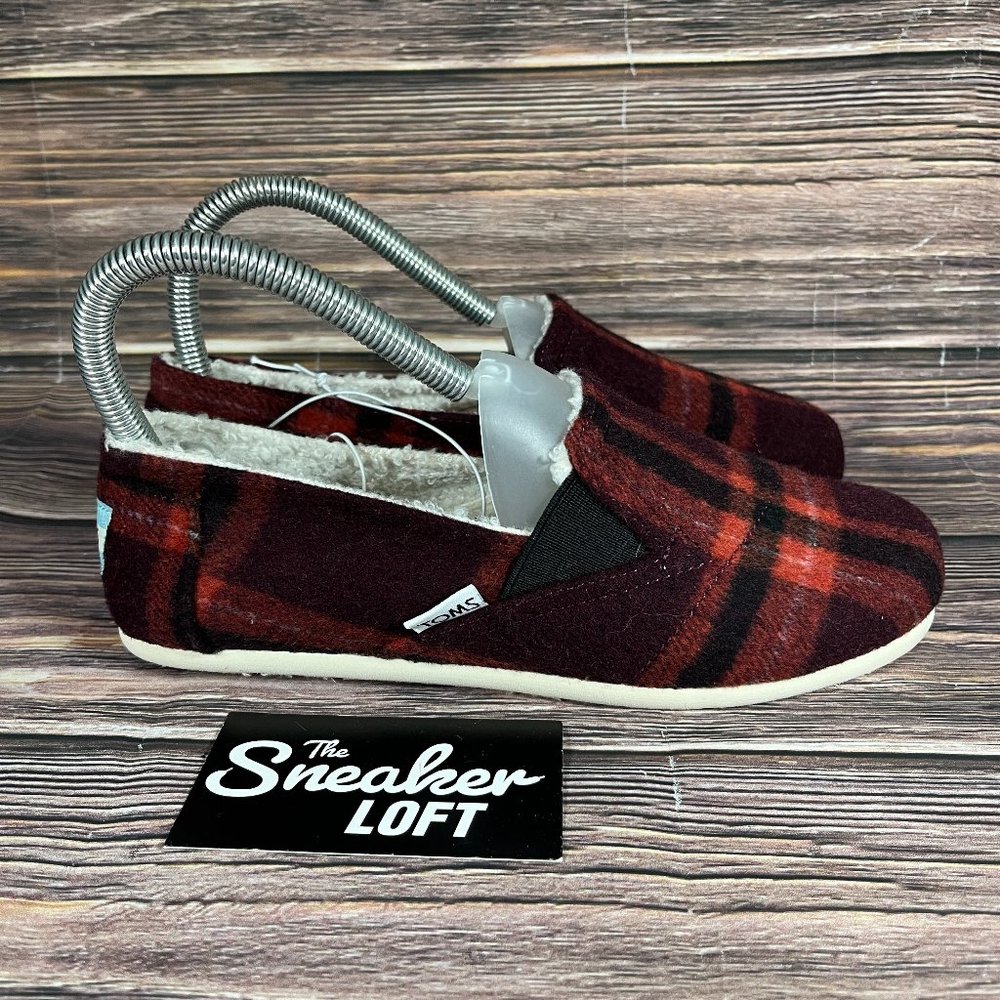 Toms Women's Belmont Red Plaid Women's Slip On Shoes